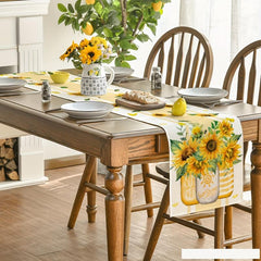 Sun Flower Table Runner Hello Sunshine Truck TV Cabinet Cover