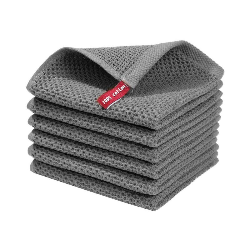 6pcs Honeycomb Absorbent Rag Kitchen Cleaning Dishcloth Scouring Pad Towel