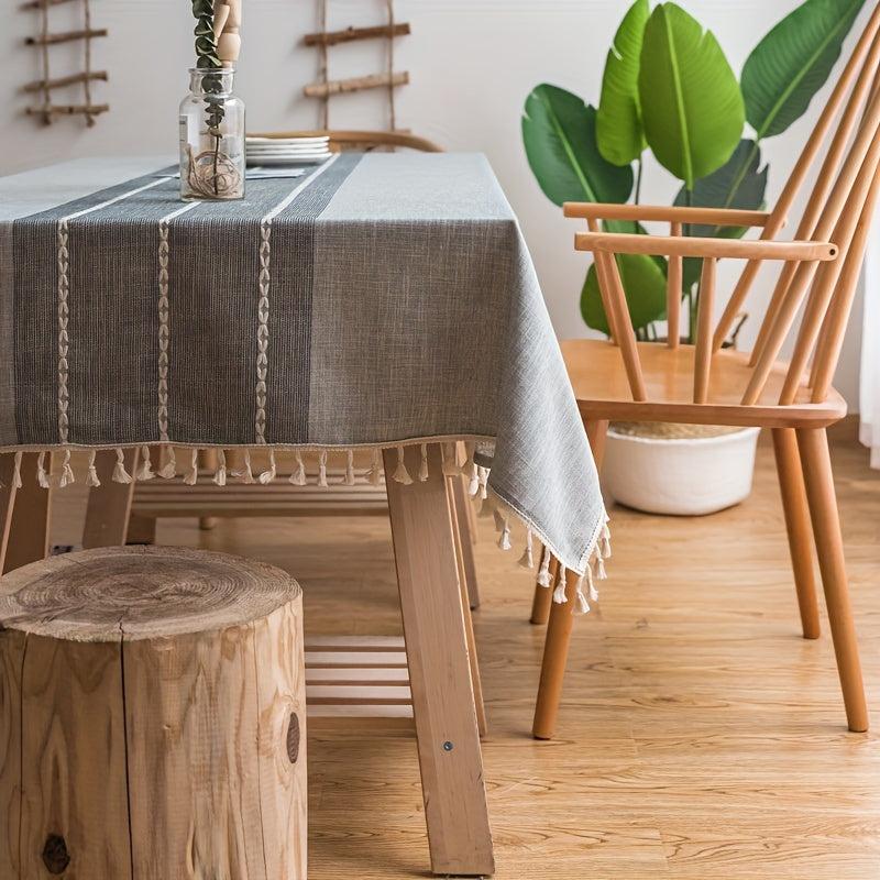 Boho Ethnic Style Tablecloth with Runner, Washable, for Picnics and Camping