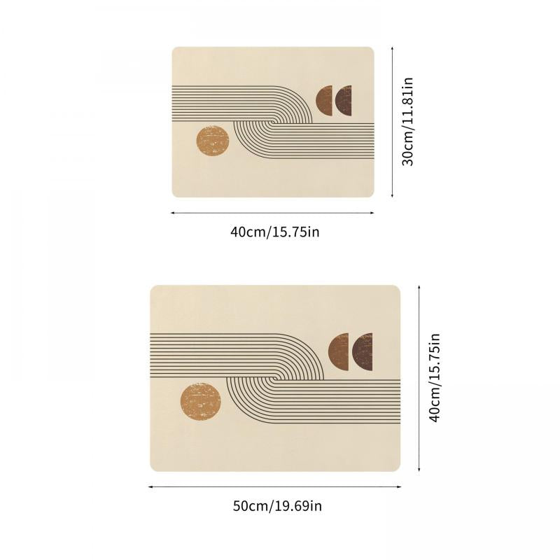 Polyester Drying Mat Geometric Printed Placemat Coffee Maker Dirty Resistant Pad