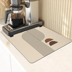 Polyester Drying Mat Geometric Printed Placemat Coffee Maker Dirty Resistant Pad