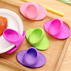 3pcs Silicone Oven Mitts Heat Resistant Finger Cots Kitchen Gloves & Tongs