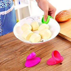 3pcs Silicone Oven Mitts Heat Resistant Finger Cots Kitchen Gloves & Tongs