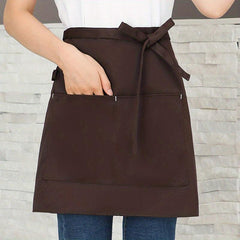 Stylish Half Waist Apron with Pockets for Home Kitchen Pub Cafe