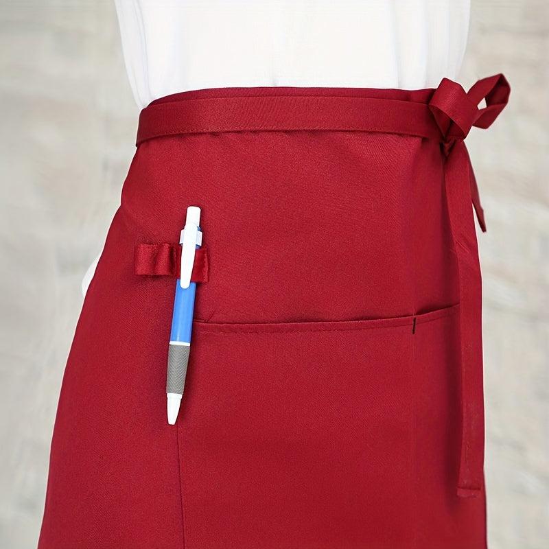 Stylish Half Waist Apron with Pockets for Home Kitchen Pub Cafe