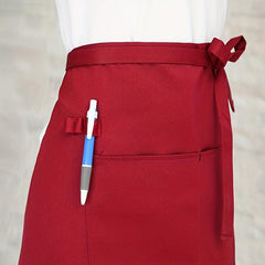 Stylish Half Waist Apron with Pockets for Home Kitchen Pub Cafe