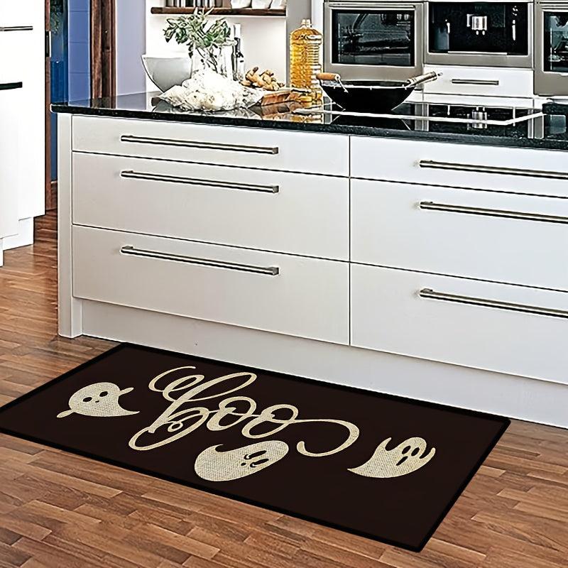 2pcs Halloween Theme Kitchen Mat Ghost Pattern Skidproof Blanket