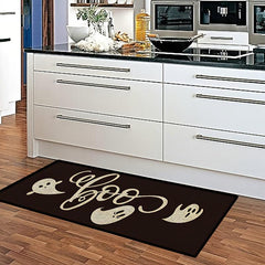 2pcs Halloween Theme Kitchen Mat Ghost Pattern Skidproof Blanket