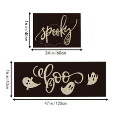 2pcs Halloween Theme Kitchen Mat Ghost Pattern Skidproof Blanket