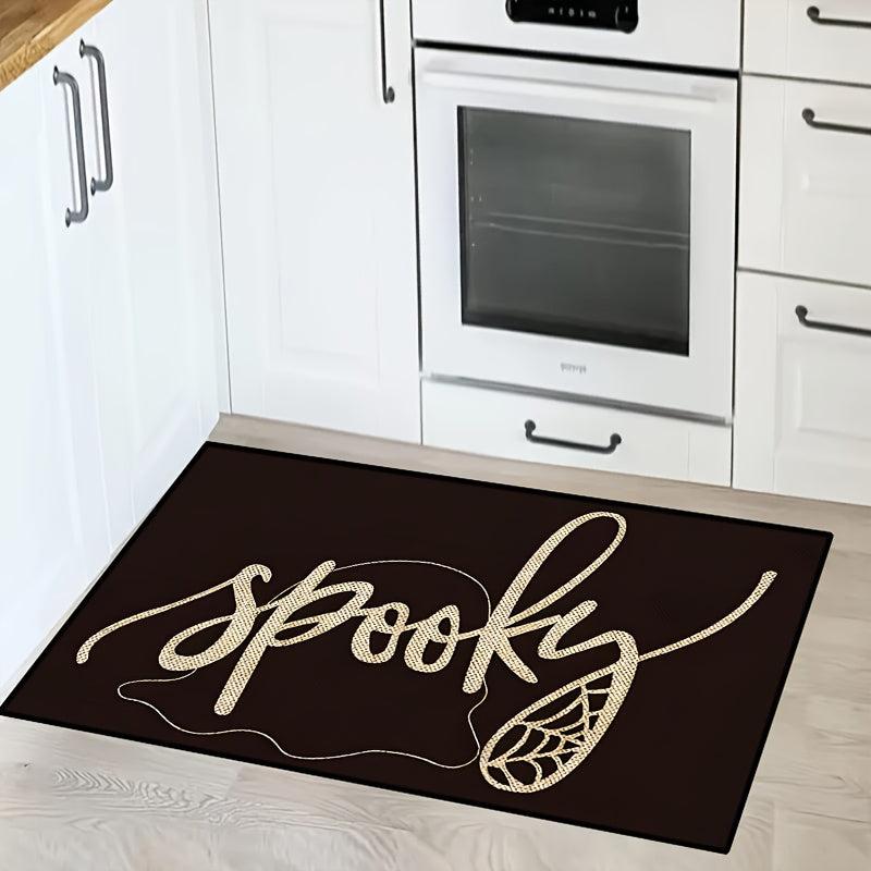 2pcs Halloween Theme Kitchen Mat Ghost Pattern Skidproof Blanket