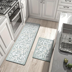 Cushioned Leaf Vine Kitchen Rug Non Slip Anti Fatigue Waterproof