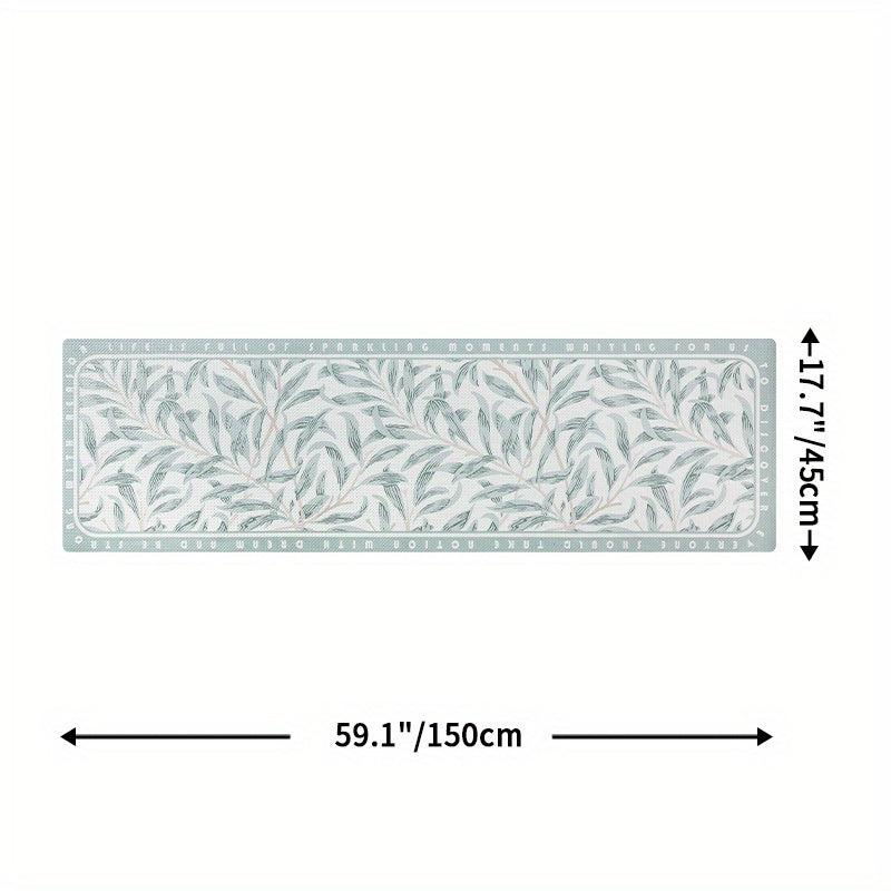 Cushioned Leaf Vine Kitchen Rug Non Slip Anti Fatigue Waterproof