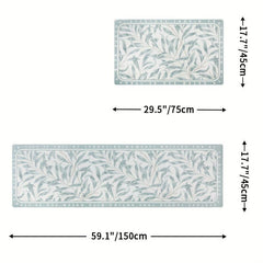 Cushioned Leaf Vine Kitchen Rug Non Slip Anti Fatigue Waterproof