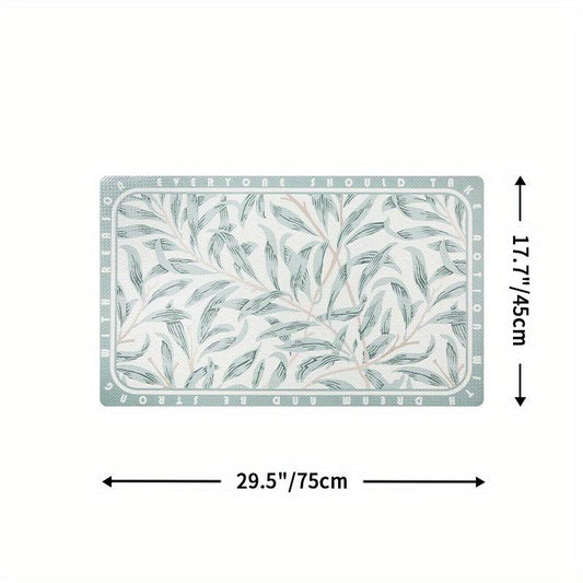 Cushioned Leaf Vine Kitchen Rug Non Slip Anti Fatigue Waterproof