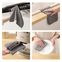 10pcs Soft Microfiber Dish Cloths Absorbent & Reusable Scouring Pads