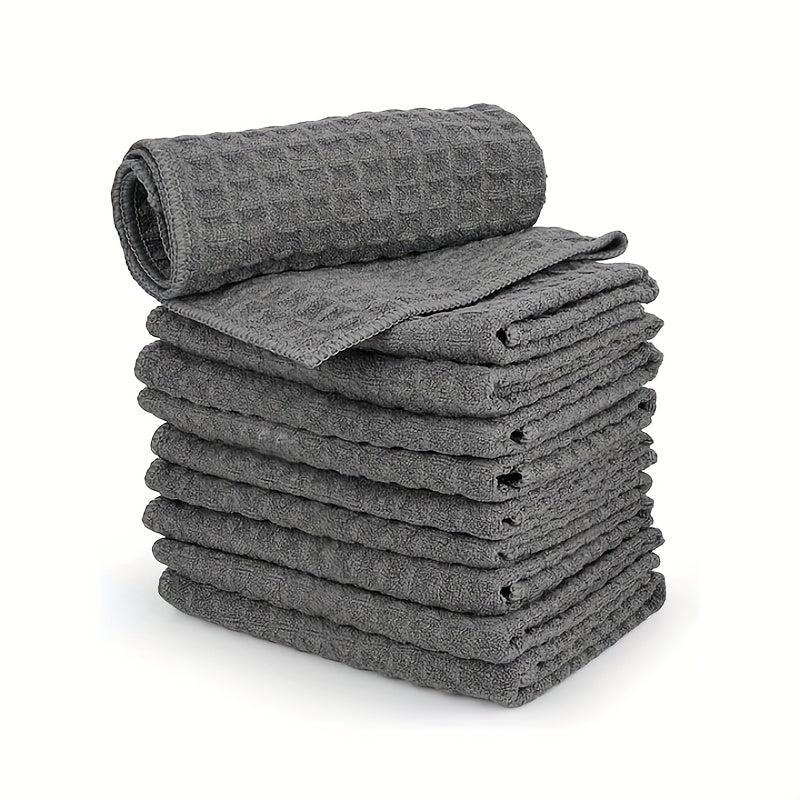 10pcs Soft Microfiber Dish Cloths Absorbent & Reusable Scouring Pads