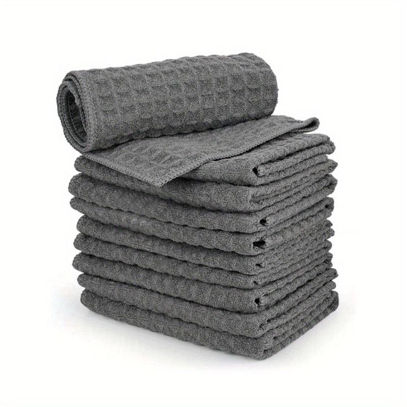 10pcs Soft Microfiber Dish Cloths Absorbent & Reusable Scouring Pads
