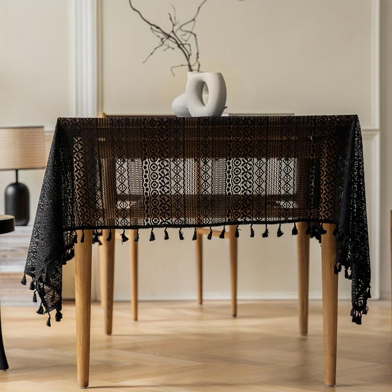 Rect Dark Style Crochet Tablecloth Lace Cover Towel