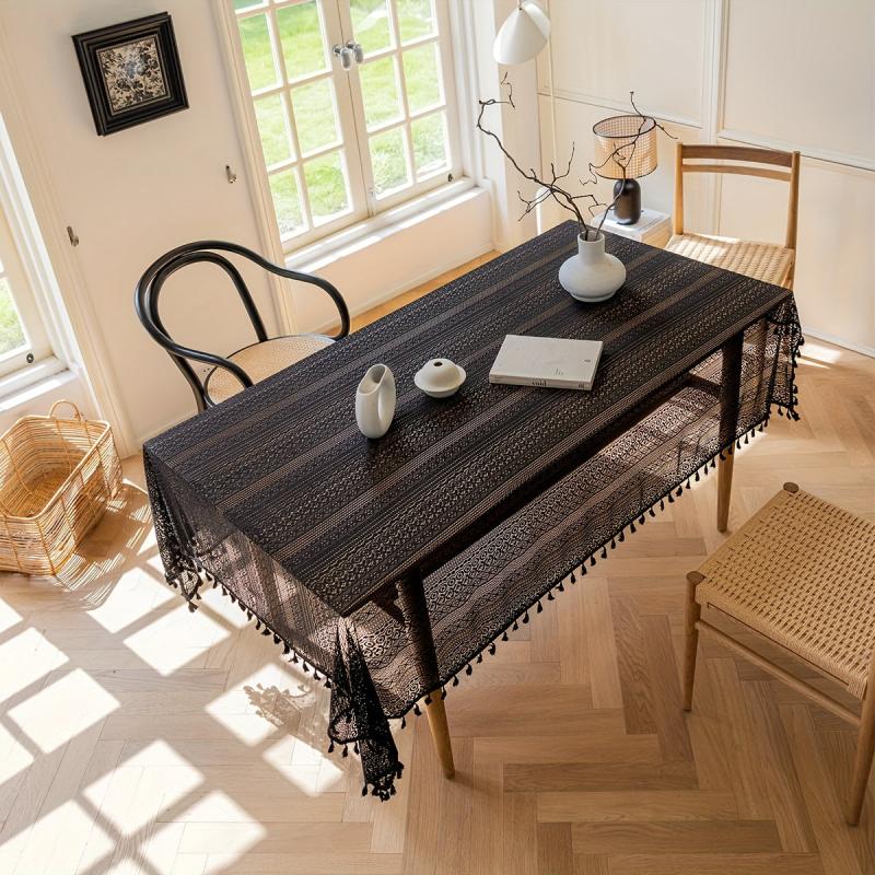 Rect Dark Style Crochet Tablecloth Lace Cover Towel