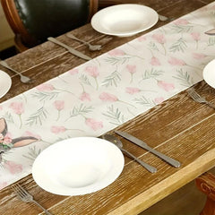 Rabbit Pattern Linen Table Runner for Dining Table