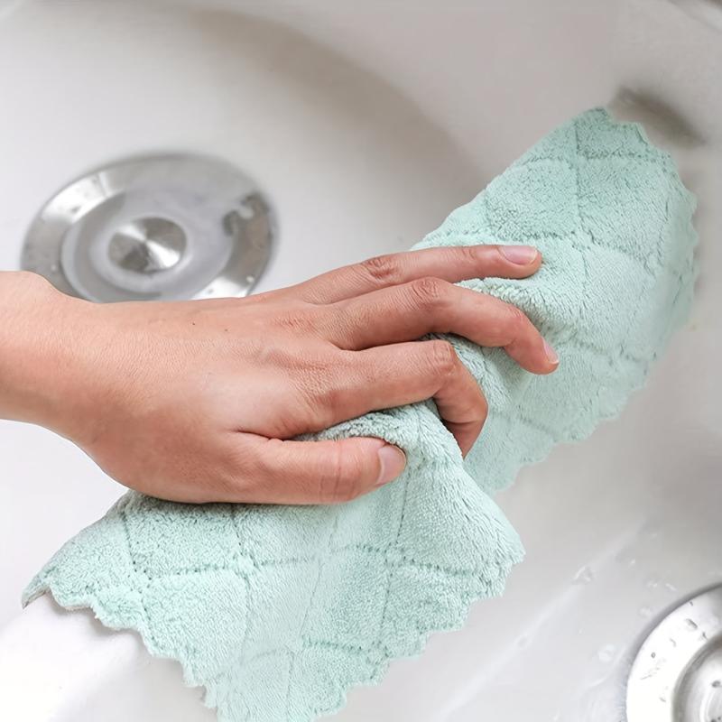 5pcs Microfiber Scouring Pads Antibacterial Dish Cloths Cleaning Brush