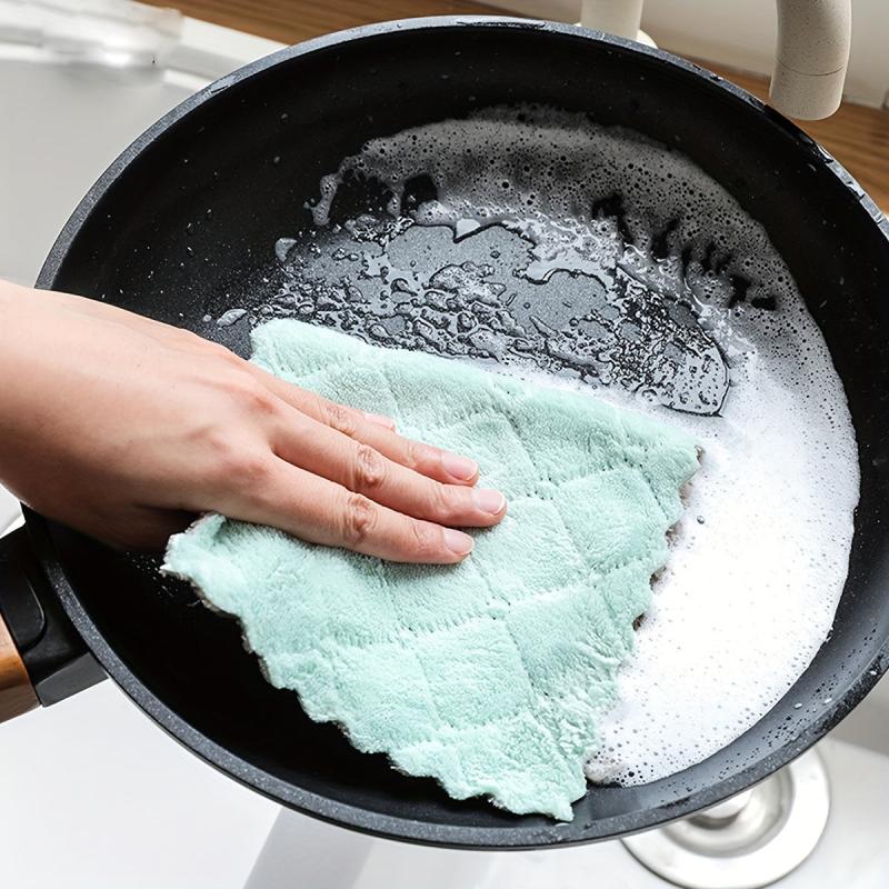 5pcs Microfiber Scouring Pads Antibacterial Dish Cloths Cleaning Brush