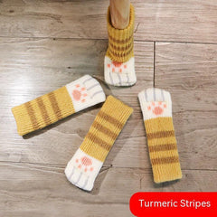 8pcs Cat Paw Knitted Chair Leg Covers - Soft, Wear Resistant, Quiet Foot Cushion