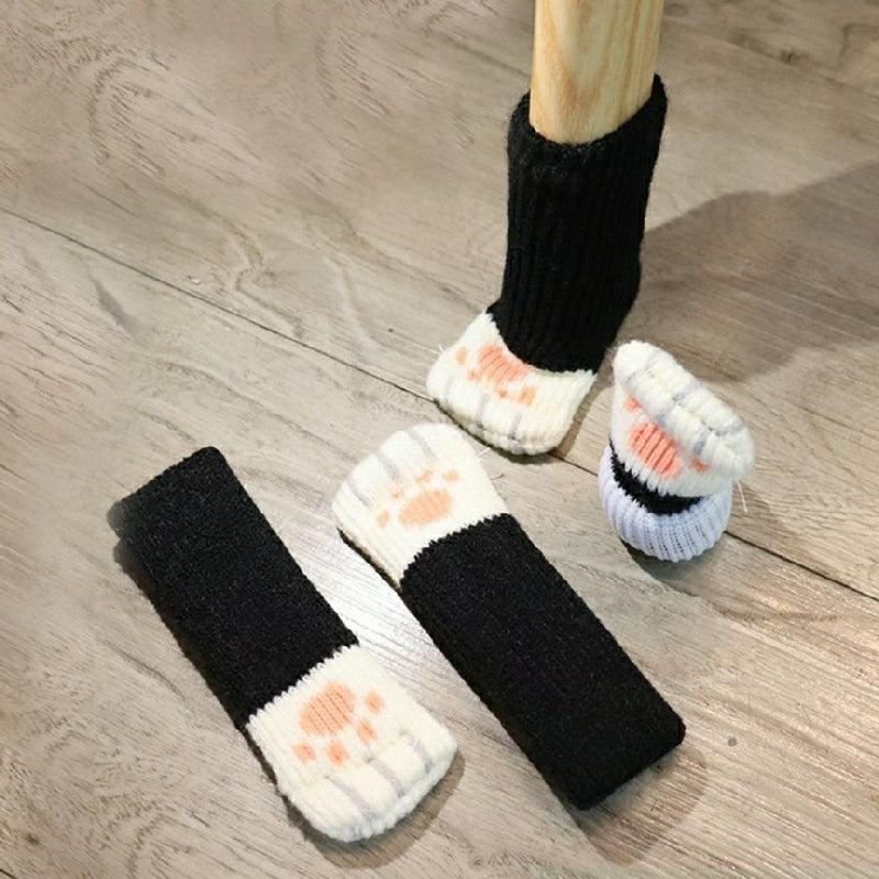 8pcs Cat Paw Knitted Chair Leg Covers - Soft, Wear Resistant, Quiet Foot Cushion