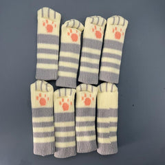 8pcs Cat Paw Knitted Chair Leg Covers - Soft, Wear Resistant, Quiet Foot Cushion