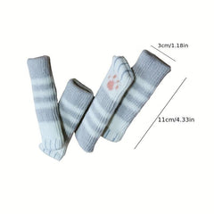 8pcs Cat Paw Knitted Chair Leg Covers - Soft, Wear Resistant, Quiet Foot Cushion