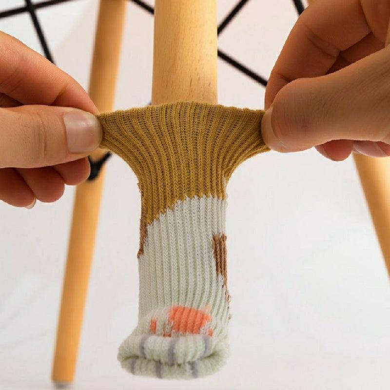 8pcs Cat Paw Knitted Chair Leg Covers - Soft, Wear Resistant, Quiet Foot Cushion