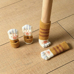8pcs Cat Paw Knitted Chair Leg Covers - Soft, Wear Resistant, Quiet Foot Cushion