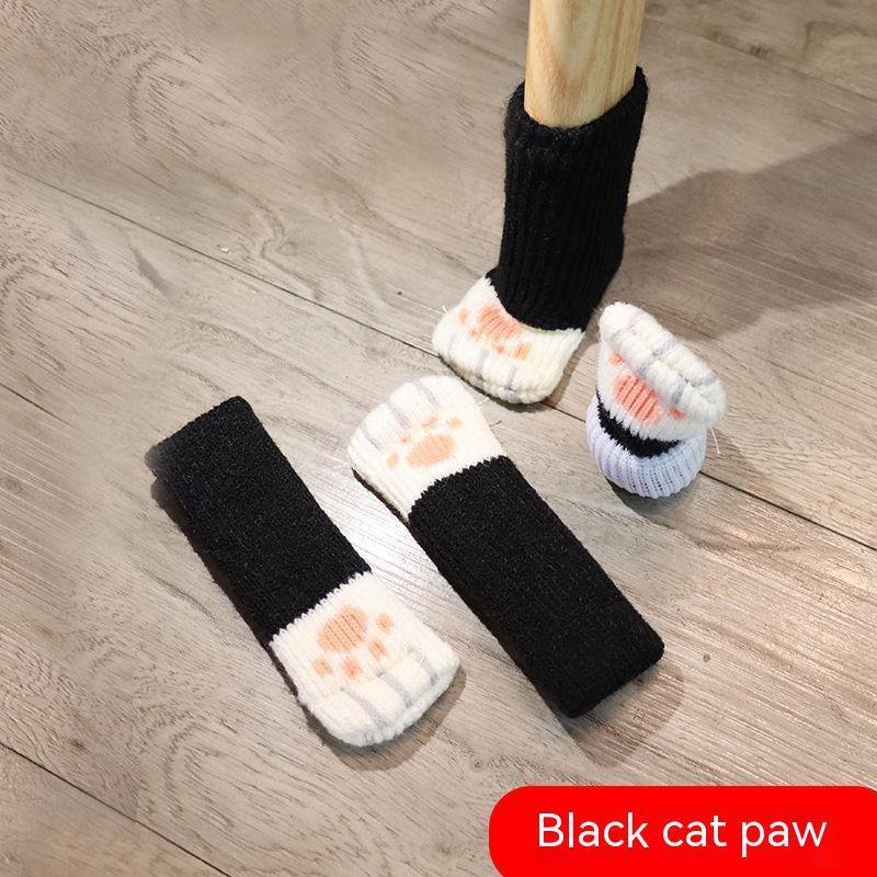 8pcs Cat Paw Knitted Chair Leg Covers - Soft, Wear Resistant, Quiet Foot Cushion