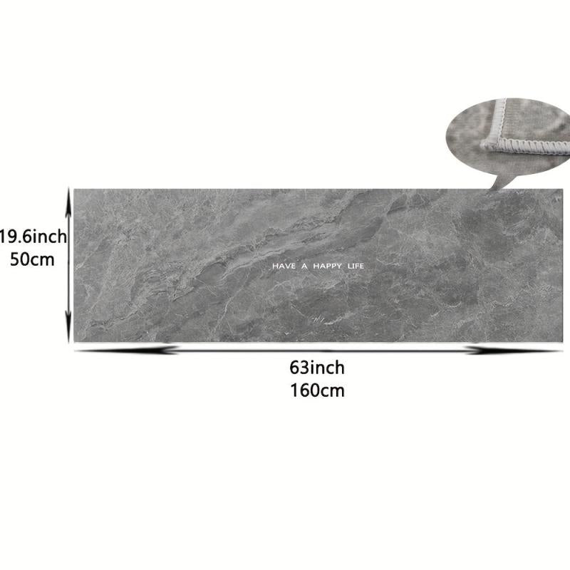 Gray Marble Pattern Kitchen Rugs Absorbent Non Slip Cushioned Waterproof Mat