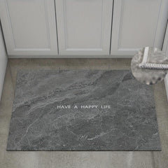 Gray Marble Pattern Kitchen Rugs Absorbent Non Slip Cushioned Waterproof Mat