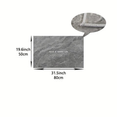 Gray Marble Pattern Kitchen Rugs Absorbent Non Slip Cushioned Waterproof Mat