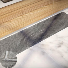 Gray Marble Pattern Kitchen Rugs Absorbent Non Slip Cushioned Waterproof Mat