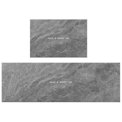Gray Marble Pattern Kitchen Rugs Absorbent Non Slip Cushioned Waterproof Mat