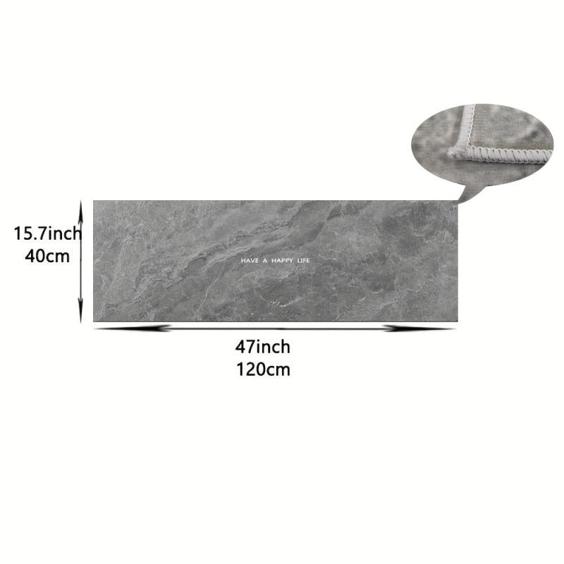 Gray Marble Pattern Kitchen Rugs Absorbent Non Slip Cushioned Waterproof Mat