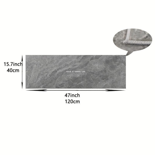 Gray Marble Pattern Kitchen Rugs Absorbent Non Slip Cushioned Waterproof Mat