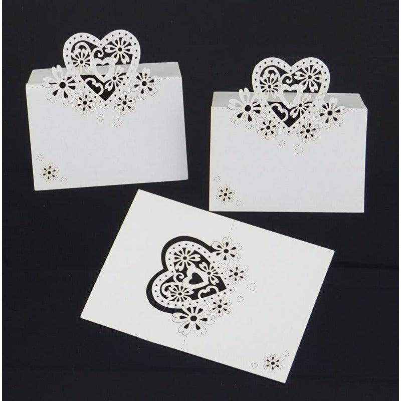 50pcs Heart Shaped Wedding Table Cards Number Place Card