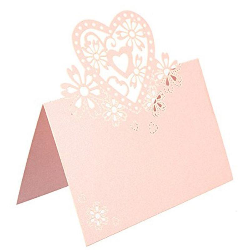 50pcs Heart Shaped Wedding Table Cards Number Place Card