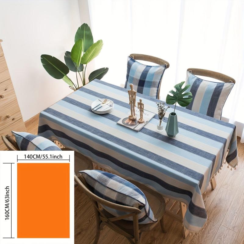 Striped Waterproof Tablecloth Mediterranean Style Rectangle