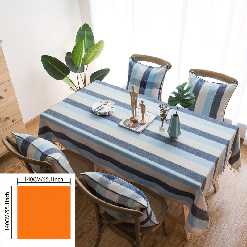 Striped Waterproof Tablecloth Mediterranean Style Rectangle