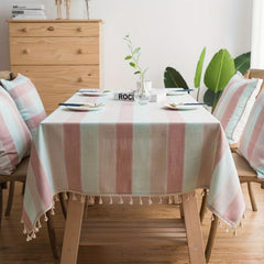 Striped Waterproof Tablecloth Mediterranean Style Rectangle