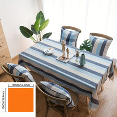 Striped Waterproof Tablecloth Mediterranean Style Rectangle