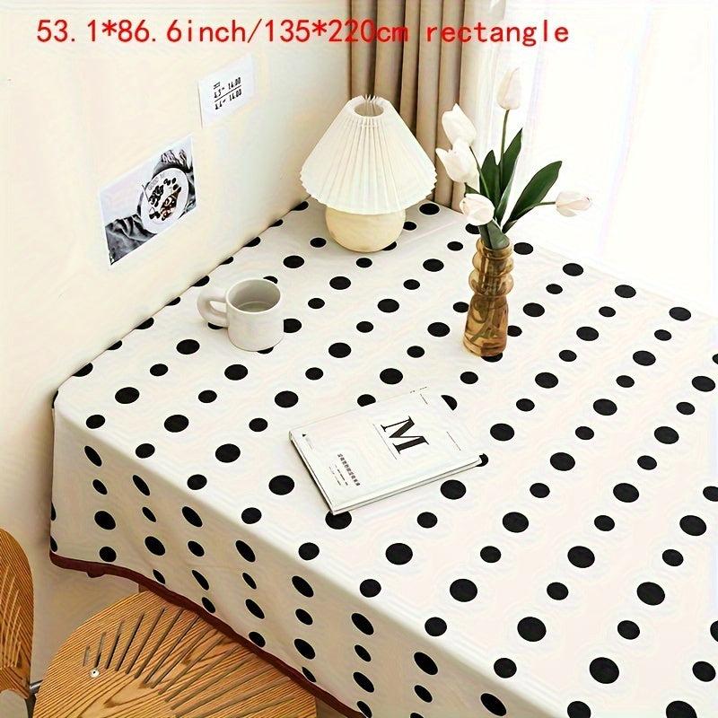 Polyester Tablecloth Polka Dot Waterproof Table Cover Rectangle Style