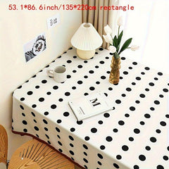 Polyester Tablecloth Polka Dot Waterproof Table Cover Rectangle Style