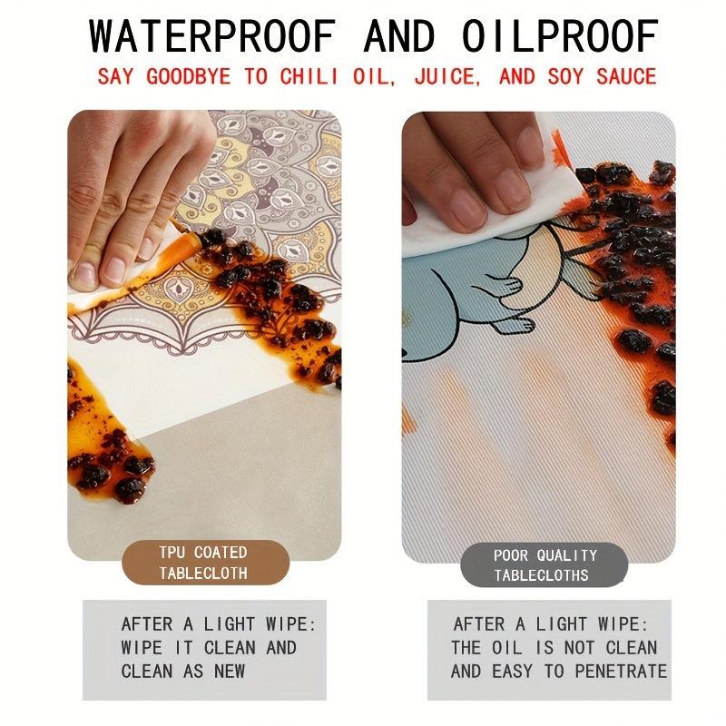 Polyester Tablecloth Polka Dot Waterproof Table Cover Rectangle Style