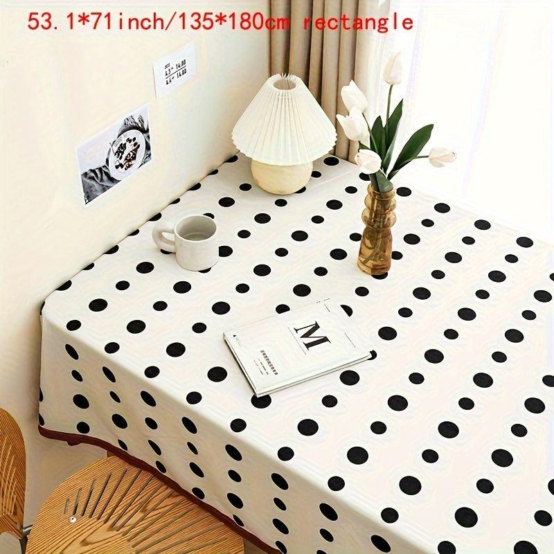 Polyester Tablecloth Polka Dot Waterproof Table Cover Rectangle Style